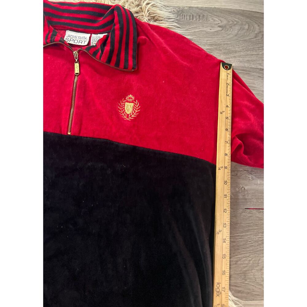 Jaclyn Smith vintage black & red velour pull over - Picture 6 of 10